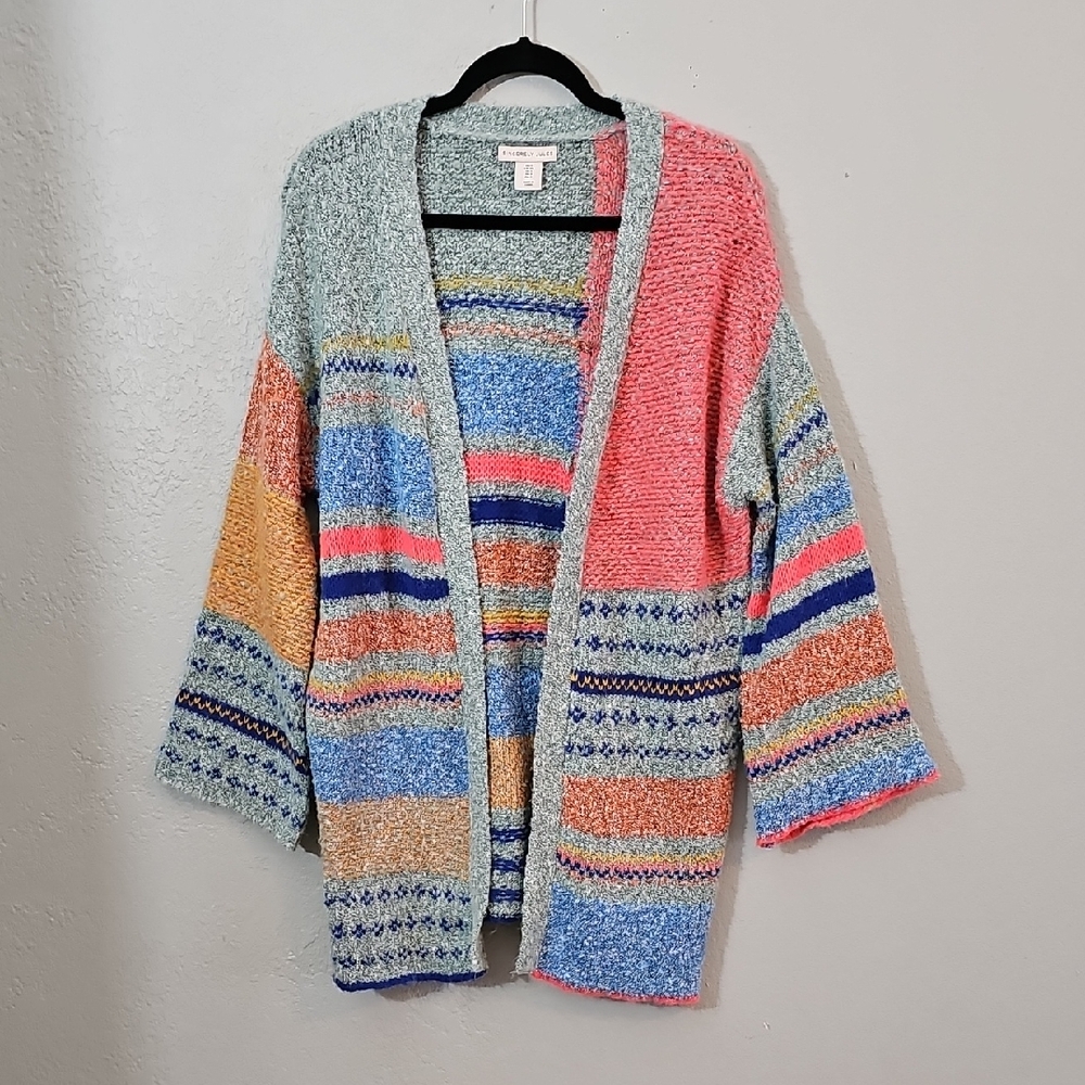 Sincerely Jules Multicolor Striped Open Front Cardigan Bell Sleeve Womens Small - Picture 1 of 7